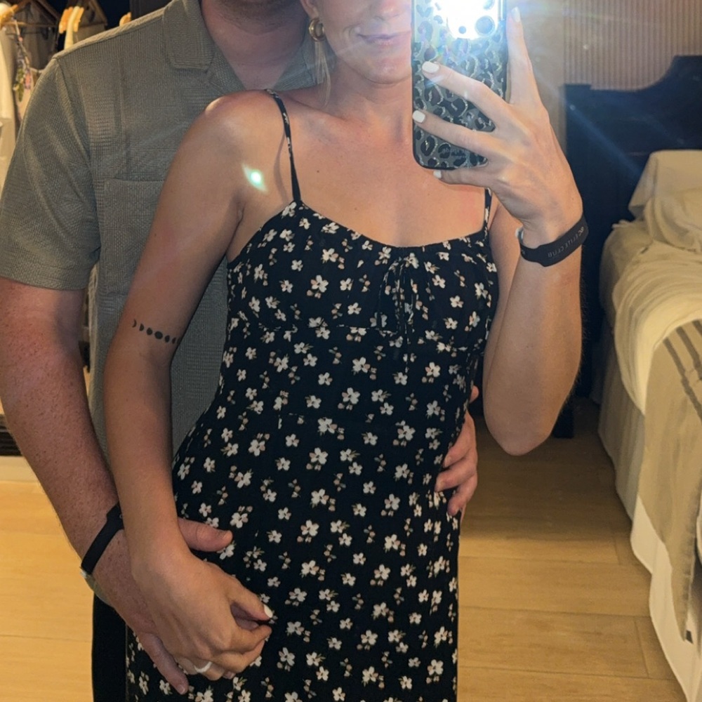 Floral Black Dress with slit